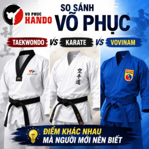 So sánh võ phục Teakwondo vs Karate vs Vovinam
