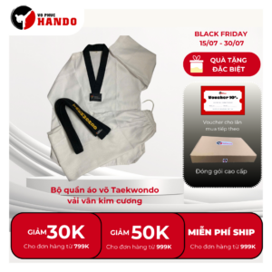Bộ quần áo võ Taekwondo vải vân kim cương